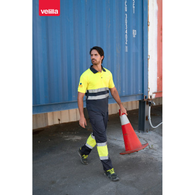 VL CUPID. Polo bicolor bird-eye (160g/m²) de manga curta, em poliéster (100)